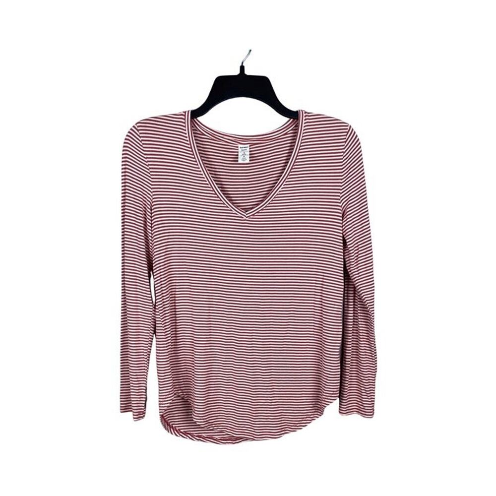 Old Navy Luxe V Neck Long Sleeve Striped‎ Tee - Size Small Petite